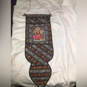 Lakshmi Hindu Goddess of Abundance Wealth Textile Wall Hanging Altar Tapestry